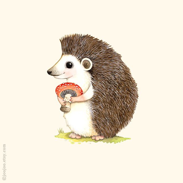 Hedgehog watercolor painting