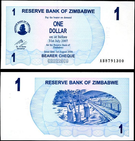 1 Dolár Zimbabwe 2006, Pick 37
