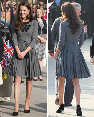 Kate-Middletons-2012-Catherine-Duchess-Cambridge-Grey-Knee-length-Orla-Kiely-Dress