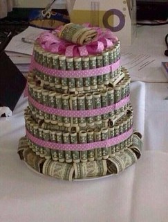 Birthday Cake made of dollars