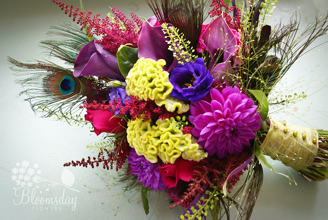 peacock feather bridal bouquet