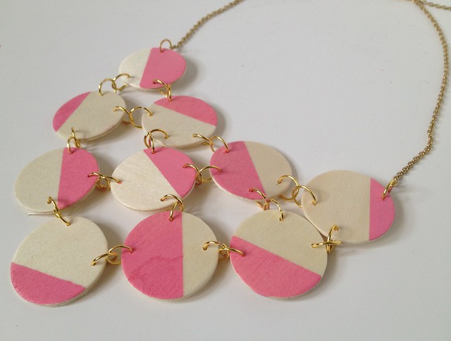 Pink + Wood Bib Necklace 11