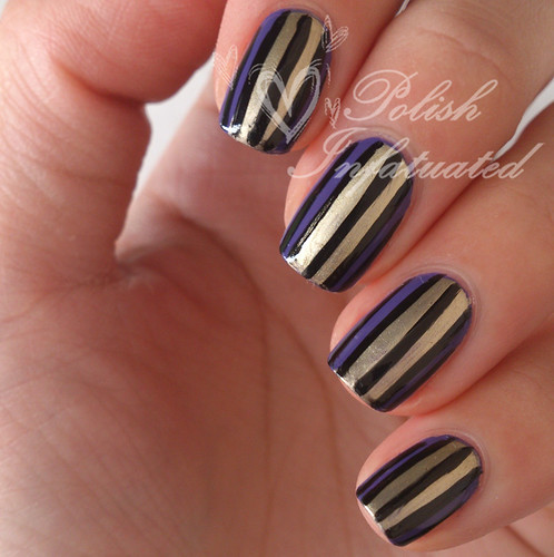 stripey purple, gold and black