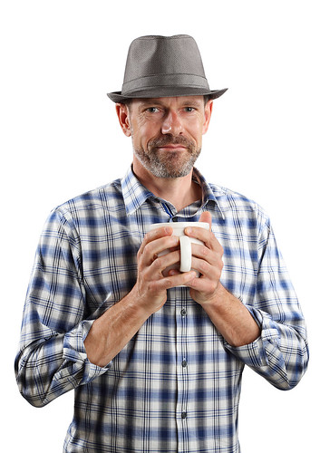 Man in Fedora with Coffee Cup