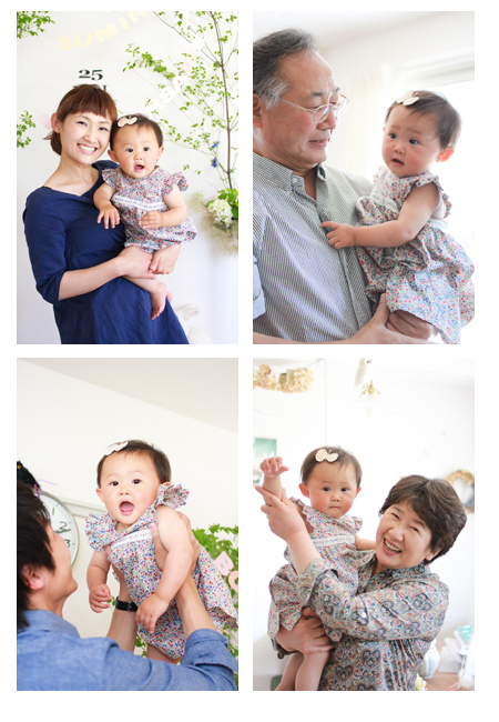 子供写真　1才の誕生日　女の子　愛知県岩倉市　家族写真　出張撮影　女性カメラマン