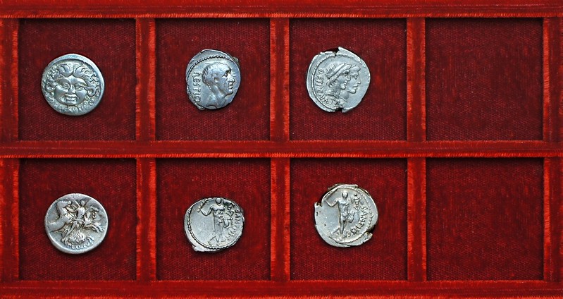 RRC 453 L.PLAVTIVS PLANCVS Plautia, RRC 455 C.ANTIVS Antia, Ahala collection, coins of the Roman Republic
