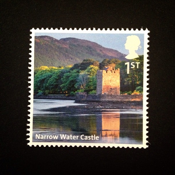 Day 8: Nature #castle #trees #river #sky #hillside #british #postagestamp #stamp #narrowwatercastle #uk #psjune #postalsociety