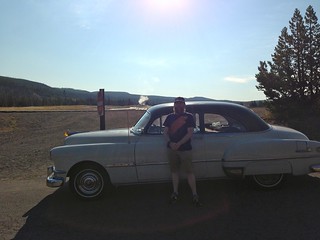 1951 Pontiac in front of Old Faithful