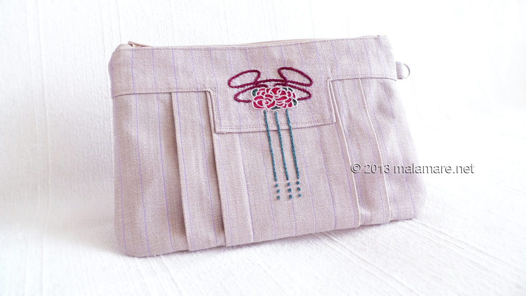 Art Deco inspired linen clutch bag