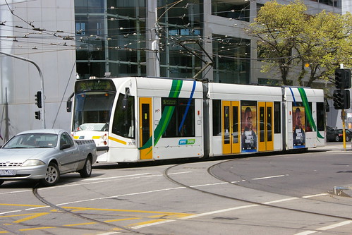 D-class Melbourne tram in La Trobe St.Sta, Melbourne, Victoria, Australia /Oct 3, 2013
