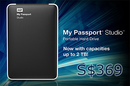 Western Digital My Passport Studio 2TB portable hard drive, S$369 for Macs.
