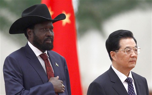 Presidents Silva Kiir of the Republic of South Sudan and Hu Jintao of the People's Republic of China in Beijing during an official visit by the newly-independent African state. Kiir left the country early as a result of escalating warfare with Sudan. by Pan-African News Wire File Photos