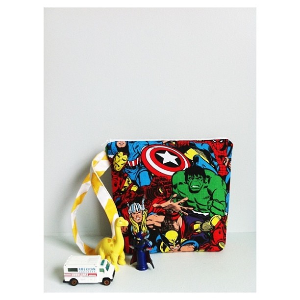 Super hero toy tote | 8x8 inches | $28 | ONE available