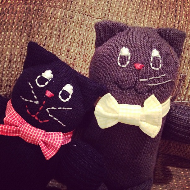 Day 19: More bow tie boys #sewing #handmade #bowtie #sockanimal #cat #iphoneonly