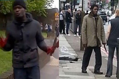 A British hacking death May 22, 2013. A man thought to have been a soldier was attacked and possibly beheaded. The incident was recorded on videotape while two men were shot by police. by Pan-African News Wire File Photos
