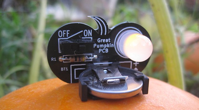 Pumpkin PCB on a pumpkin