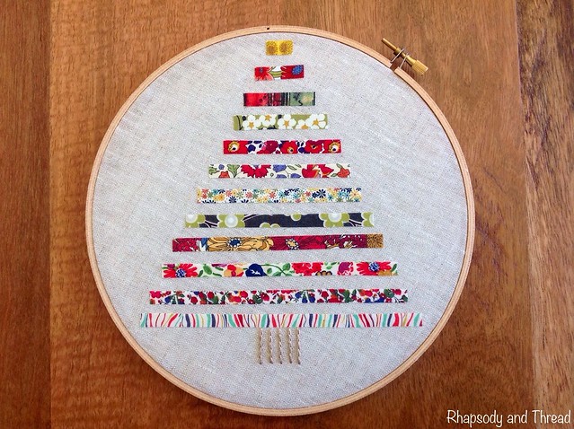 Christmas Tree Embroidery Hoop by Rhapsody and Thread