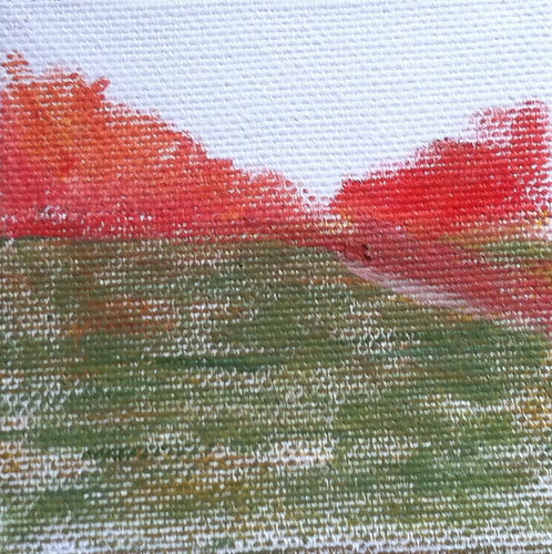 Red Trees and Green Field (Oil Bar Painting as of Dec. 29, 2013) by randubnick