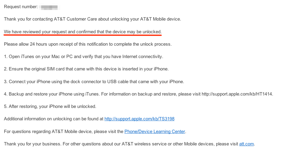 AT&T unlock 5