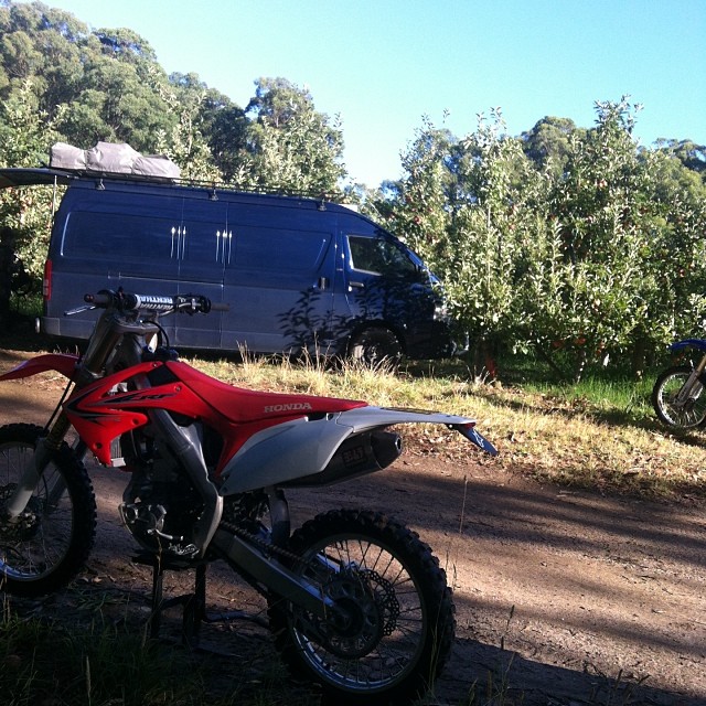 This is my day...... In an apple orchard in the middle of the Yarra valley surrounded by dirt bikes!