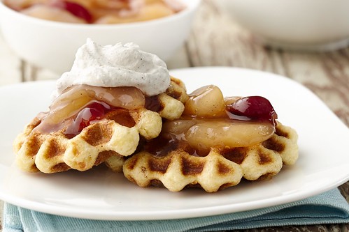 French Toast Waffles with Apple cherry topping