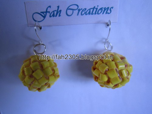 Handmade Jewelry - Paper Quilling Globle Earrings (Light Yellow - H) (1) by fah2305