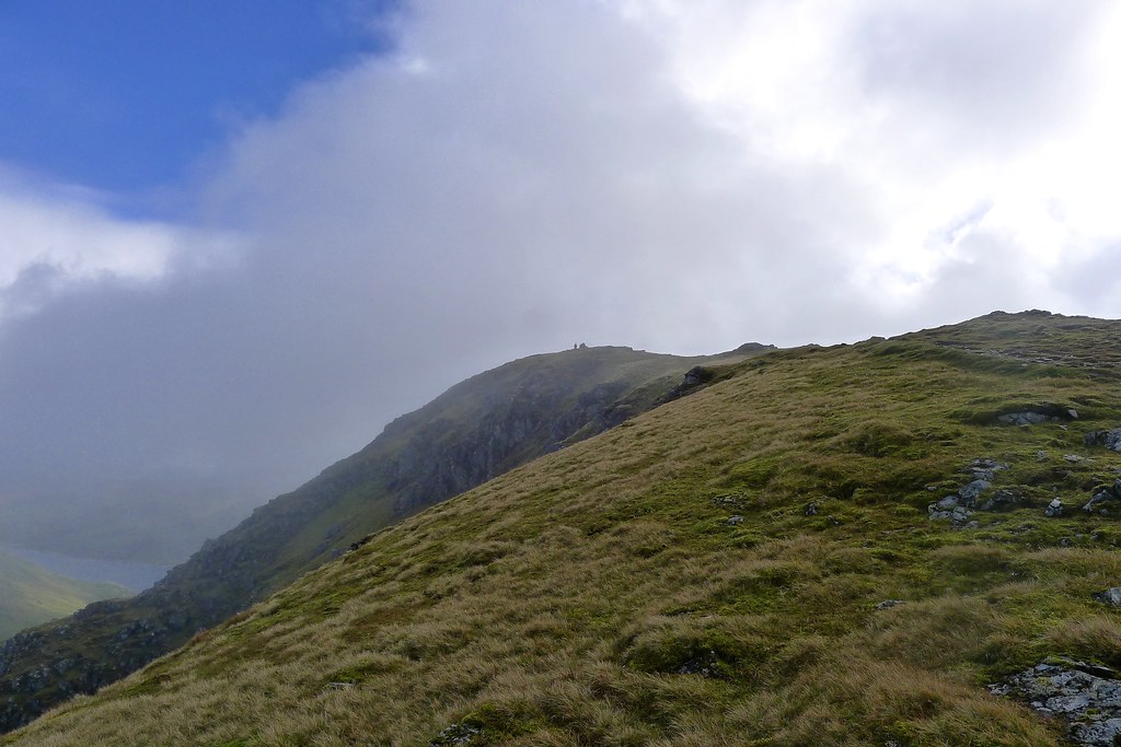 Cloud clearing from the summit of Beinn a'Chreachain
