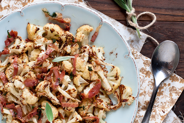 Roasted Cauliflower with Sage Browned Butter and Prosciutto