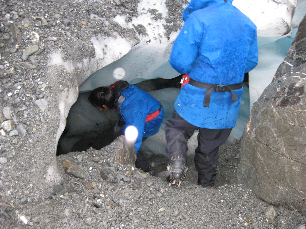 Entering an ice cave on Franz Josef Glacier - New Zealand