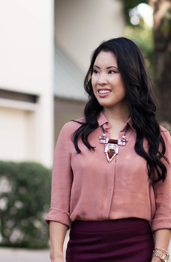 cute & little blog | jewelmint city light statement necklace, shades of pink outfit #ootd