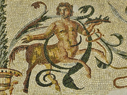 Centaur Mosaic discovered near the ancient Roman theater at Orange, France.  late 2nd century CE - early 3rd century CE