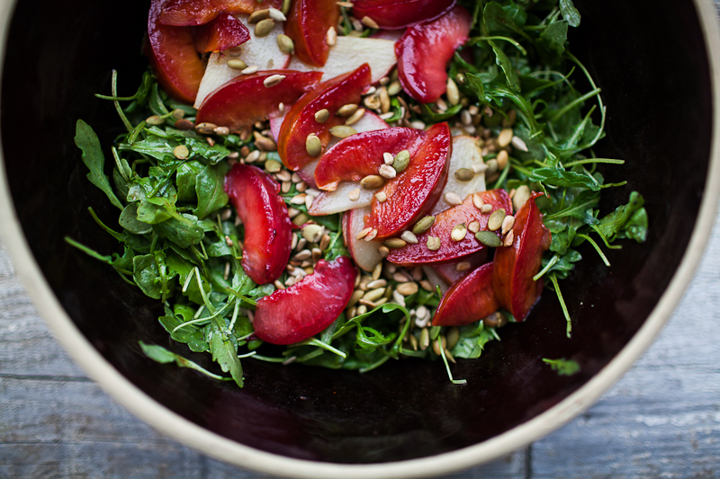 A salad of sautéed pears and plums // the year in food