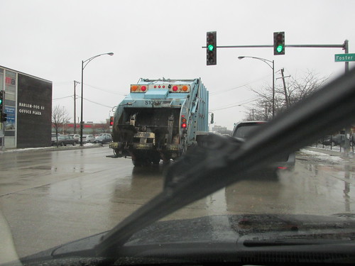 A rainy day for a trash collection.  Chicago Illinois.  Friday, December 20th, 2013. by Eddie from Chicago