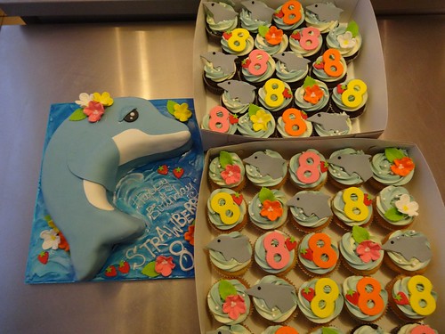 Dolphin Cake and Matching Cupcakes by CAKE Amsterdam - Cakes by ZOBOT