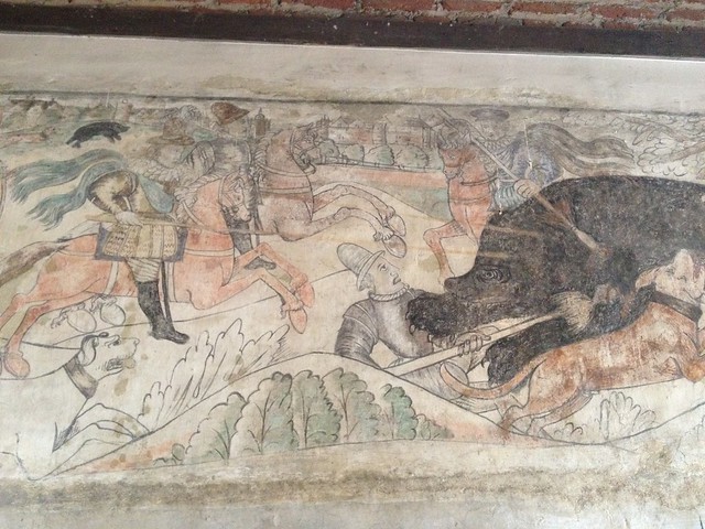 027 mad bear baiting murals rm in turret late 16thc early 17th local artist prob hunt