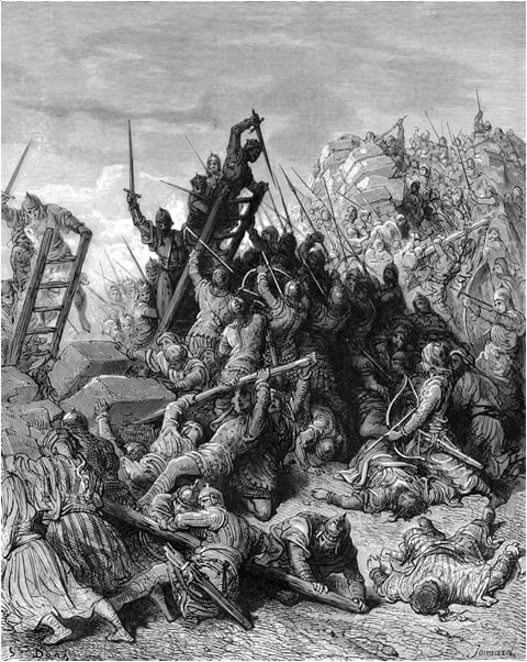 6. Otra escena de la lucha de cruzados e infieles. De la obra Las Cruzadas. Gustavo Doré (1832-1883)