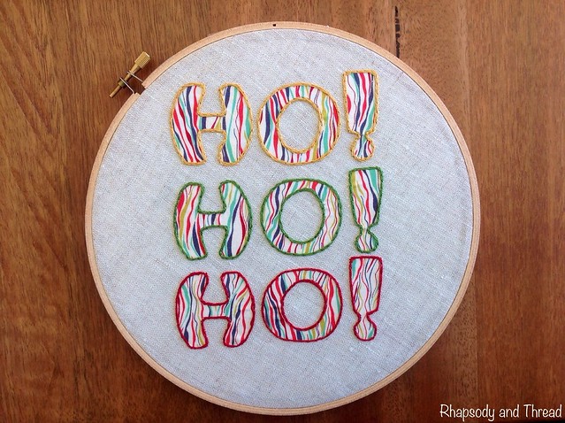 HO! HO! HO! Christmas Embroidery Hoop by Rhapsody and Thread