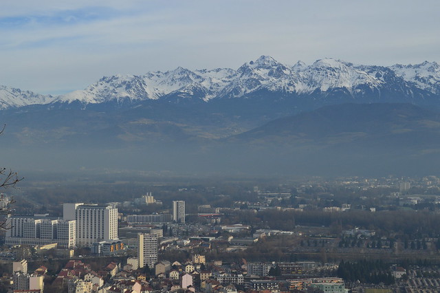 a picture of Grenoble and the Alps