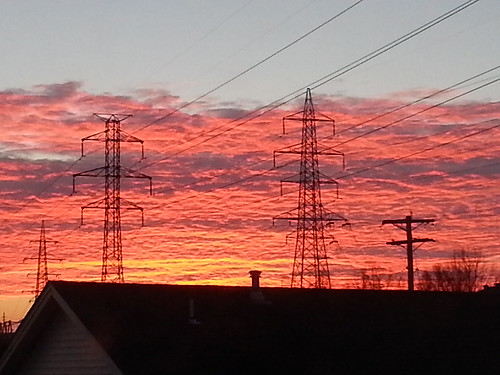 Sunrise and pylons