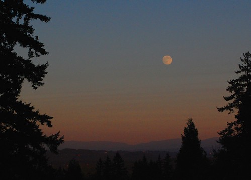 Moonrise at sunset