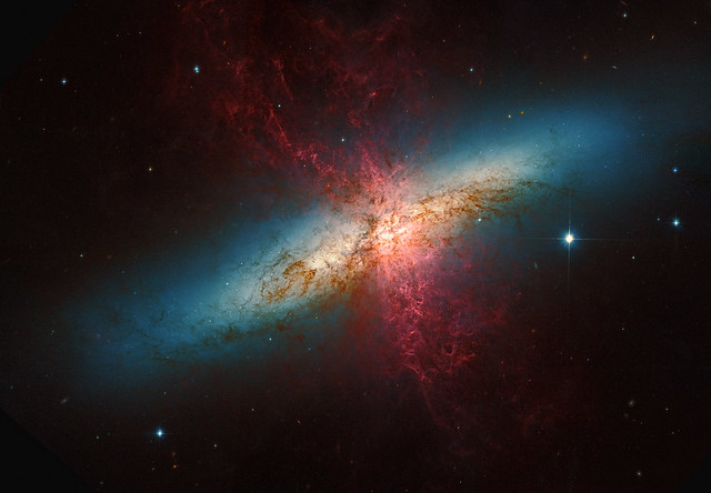 Photo:M82 Galaxy, remixed from the Hubble Legacy Archive By:write_adam
