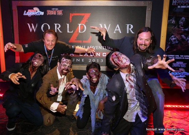 Bill Holman, Consultan Director of Sunway Lagoon (R) along with Edward F Michitsch, Executive Vice President of Sudden Impact! Entertainment with the Zombies (1)