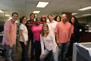 Michigan Mutual, Inc. team members sport pink every Friday to raise awareness and funds for breast cancer research.