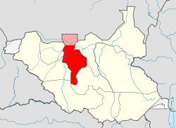 South Sudan Warrap state in red where fighting has erupted. It is reported that the fighting in Unity has spilled over. by Pan-African News Wire File Photos