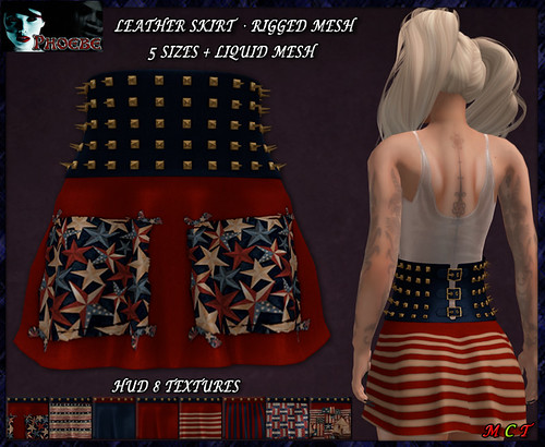 *P* MESH Studded Leather Skirt ~USA HUD~