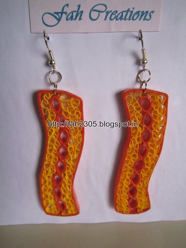 Handmade Jewelry - Beehive Paper Quilling Vartical Wave Earrings (3) by fah2305