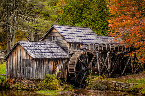 Virginia's Mabry Mill on the Blue Ridge Parkway in the Autumn season by DigiDreamGrafix.com
