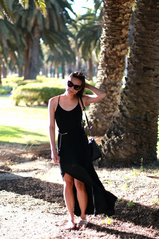 black maxi dress split