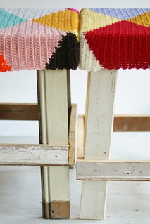 wood & wool harlequin stool