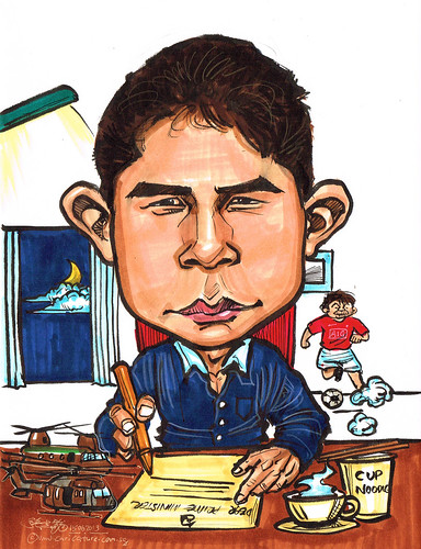 caricature working in Prime Minister office